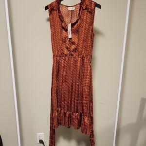 Elegant Rust Sleeveless Dress